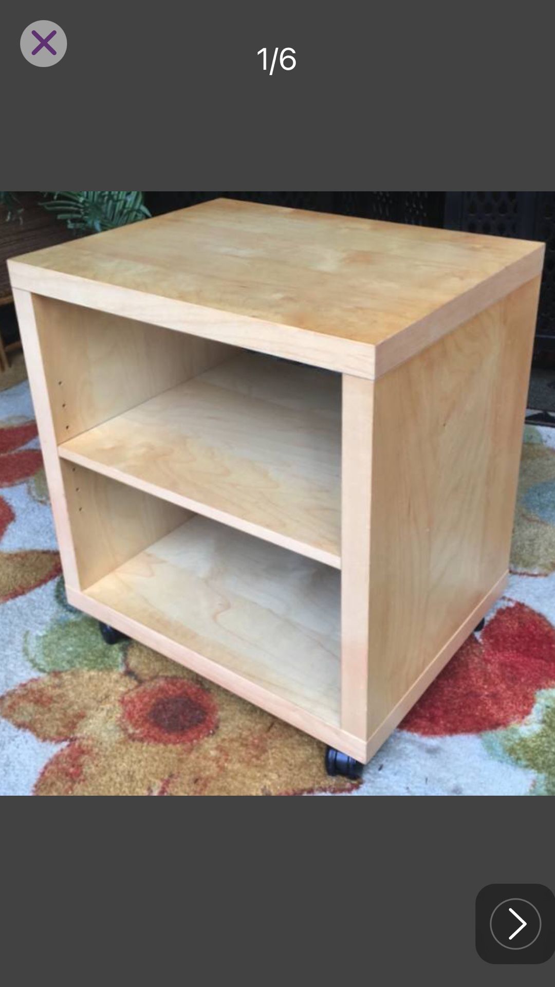 Like New Rolling End Table with Adjustable Shelf - 23H x 21L x 16W