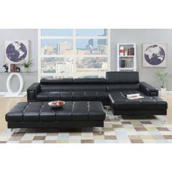 Black Sectional Sofa - Ottoman Sold Separately 