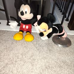 Mickey and baby Minnie mouse stuffed toys