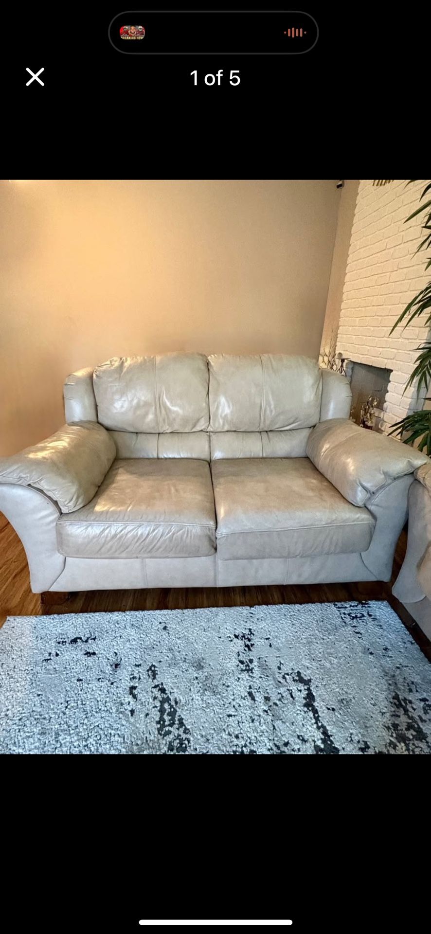 Leather loveseat couch - Light beige