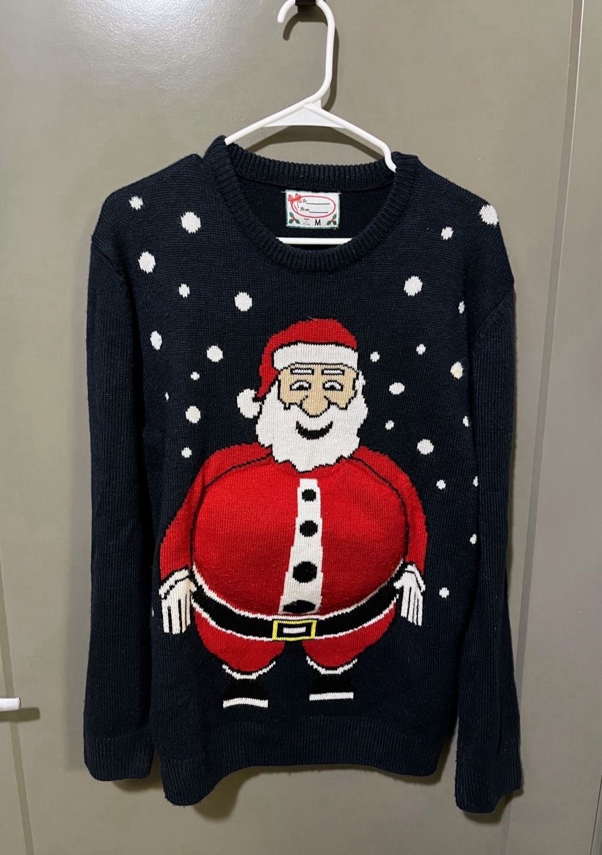 Men’s Medium Size Christmas Sweater 3D Santa Fat Stomach Holiday Party (Pick up🛒 In Bellevue)*Check out my Other Posts 🎁