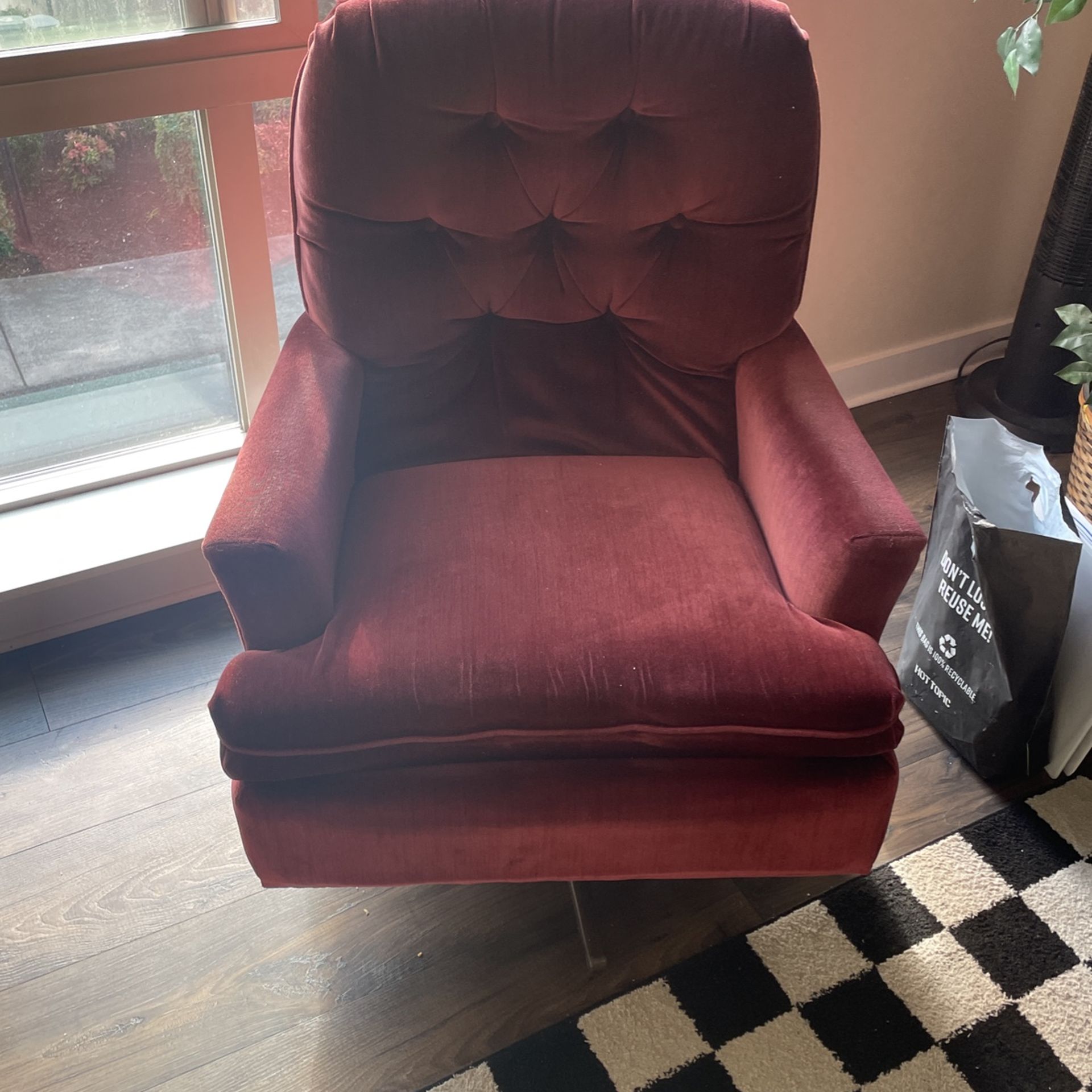 Vintage MCM Swivel Wine Colored Chair