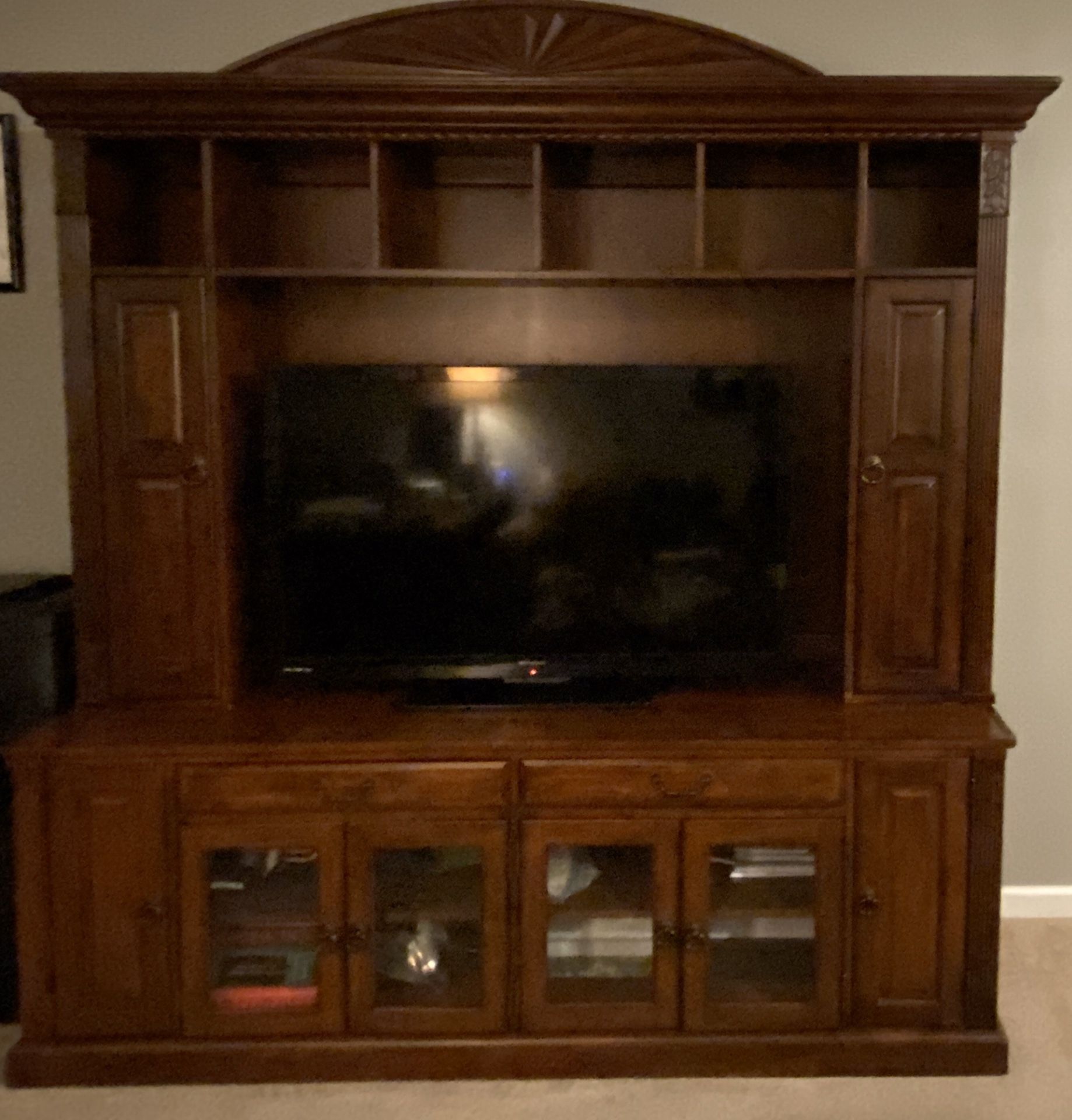 2 Piece Solid Wood Entertainment Center