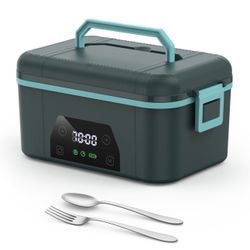 New-Cordless Heated Lunch Box, Smart Timer Automatic Heating Food Warmer for Adults, 5.5-Cup Portable Electric Lunch Container with Handheld Insulated