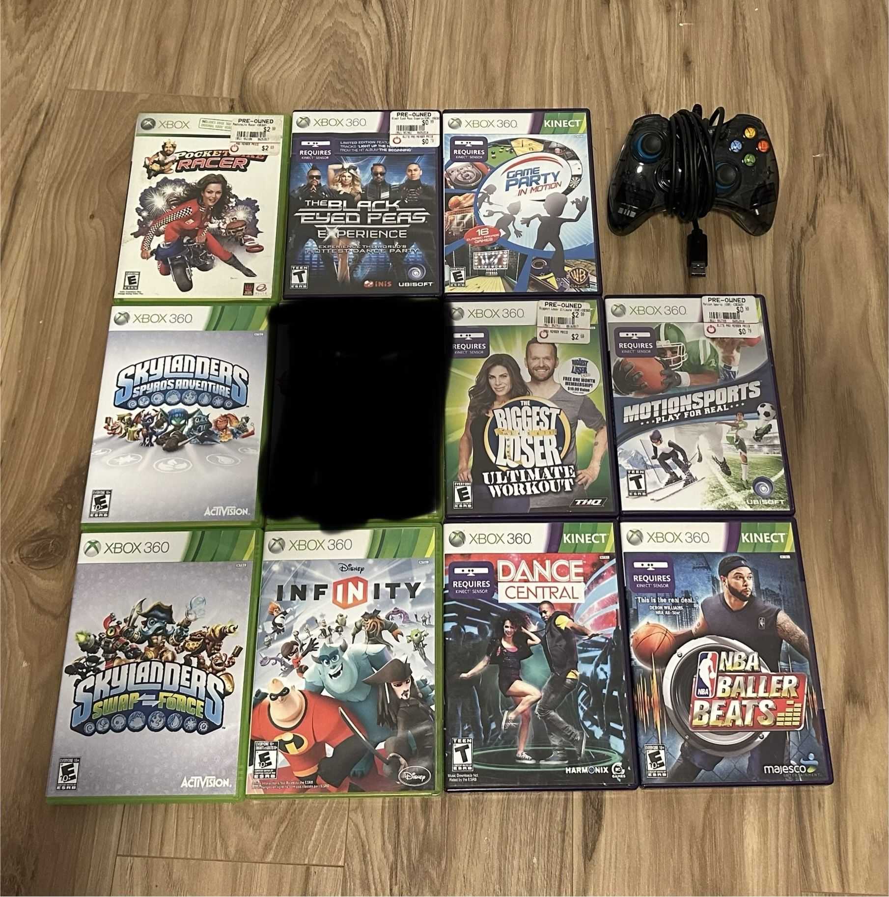 Xbox 360 games and controller 