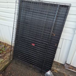 It is a large collapsed dog cage, fifty four inches long thirty seven inches wide and thirty seven inches high
