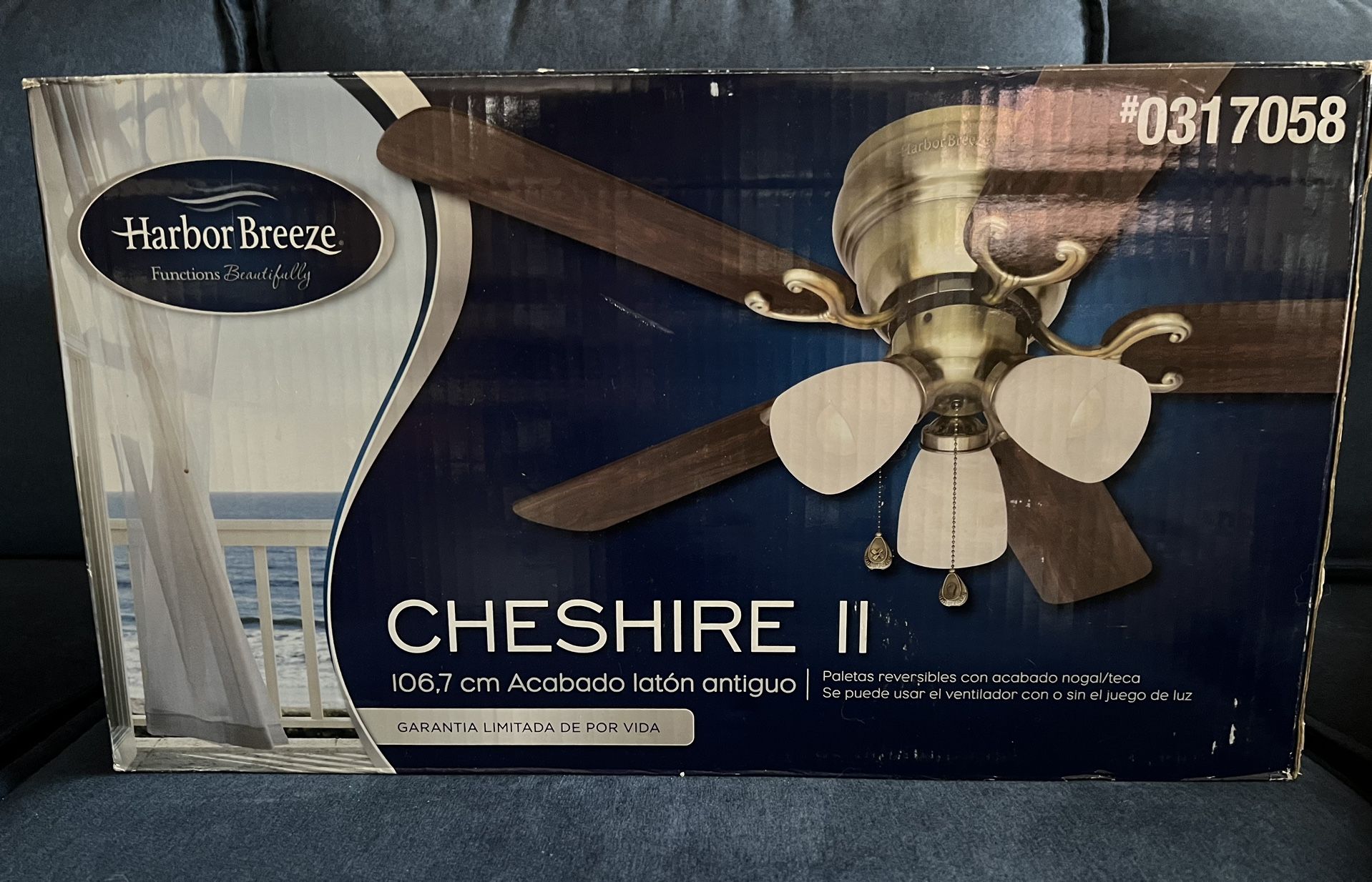 Harbor Breeze Cheshire II 42” Ceiling Fan Antique Brass Finish