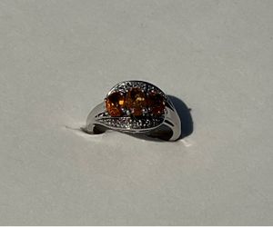 PLATINUM OVER STERLING SILVER GENUINE FIRE OPAL RING SIZE 7 1.15 CTW