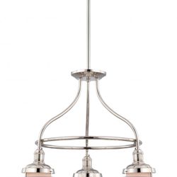 NEW 3-Light Dinette Light Fixture in Polished Nickel with Etched Opal Glass Nuvo NIB MSRP $380