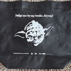 NEW Yoda Star Wars Black Reusable Tote Bag “Judge me by my books, do you?”