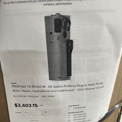 New Rheem 65 gallon water heater