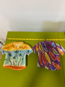 Clay Art  ceramic Hawaiian shirts bowls set of 2.
