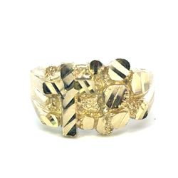 Men’s 10k Yellow Gold Nugget Cross Band Ring Size 8.5 GP3122138