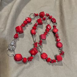 REAL RED CORAL NECKLACE LOBSTER CLASP NEW