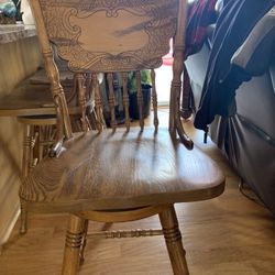 4 Solid oak Wood Bar Stools