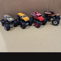 Lot of 4 - Hot Wheels Monster Jam Trucks 1/64