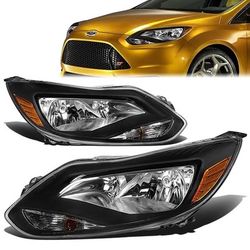 LA Zona Auto Parts 2012 to 2014 Ford Focus Headlights Luces Micas Calaveras Bkack Housing  