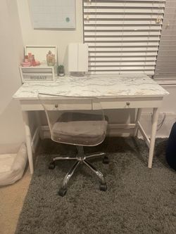 White marble desk