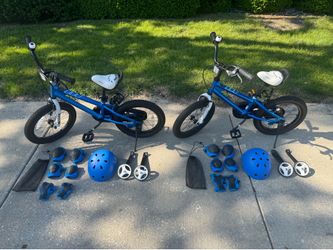 Bike with Helmet Training Wheels Knee and Elbow Pads and Wrist Guards