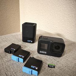 GoPro 8 Black with 3 batteries And charging brick