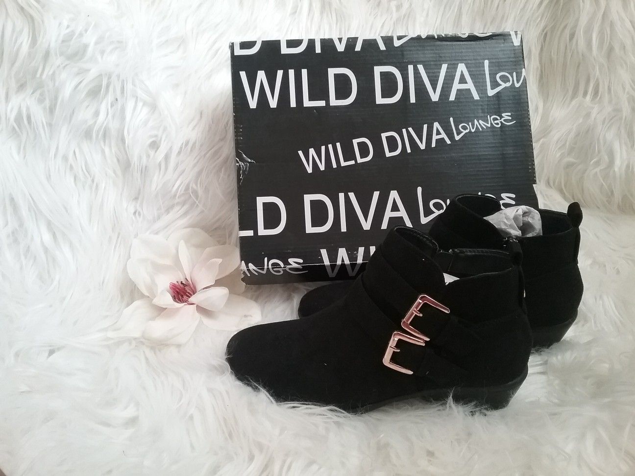 Wild Diva Lounge Black Ankle Buckle Booties