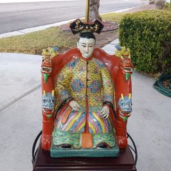 Antique Chinese Empiress Figure And Lamp 
