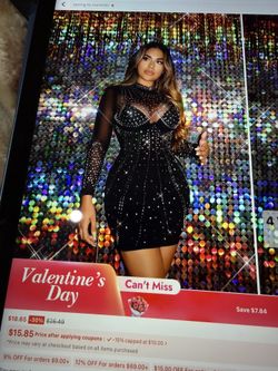 Black Short Rhinestone Dress