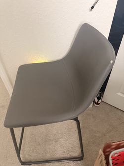 3 grey leather bar stools