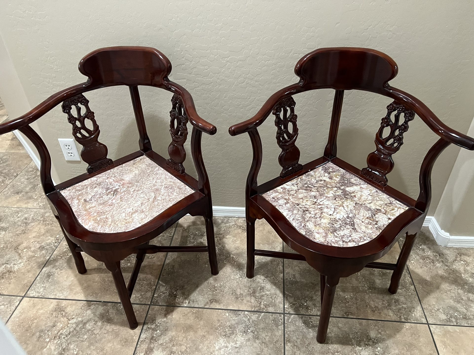 Pair Of Oriental Rosewood Corner Chair