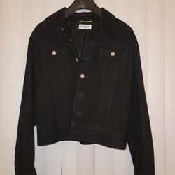 YSL SS18 Black Suede Denim Jacket