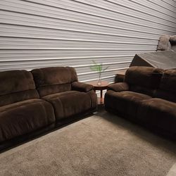 Brown Sofa Loveseat Recliners Set, Free Delivery!