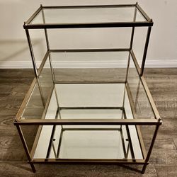 West Elm Gold and Glass Side Table - 2-Tier, Versatile Design