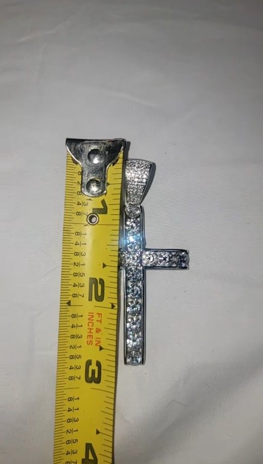 925 Silver Cross With Crystal