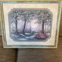 F. Buckley Signed Forest Path Art Print  Framed Matted