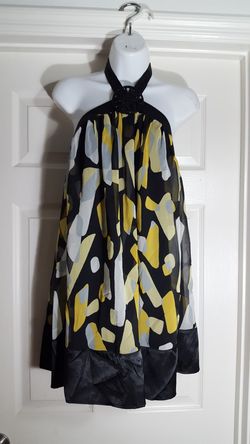 Flowy yellow black halter dress medium