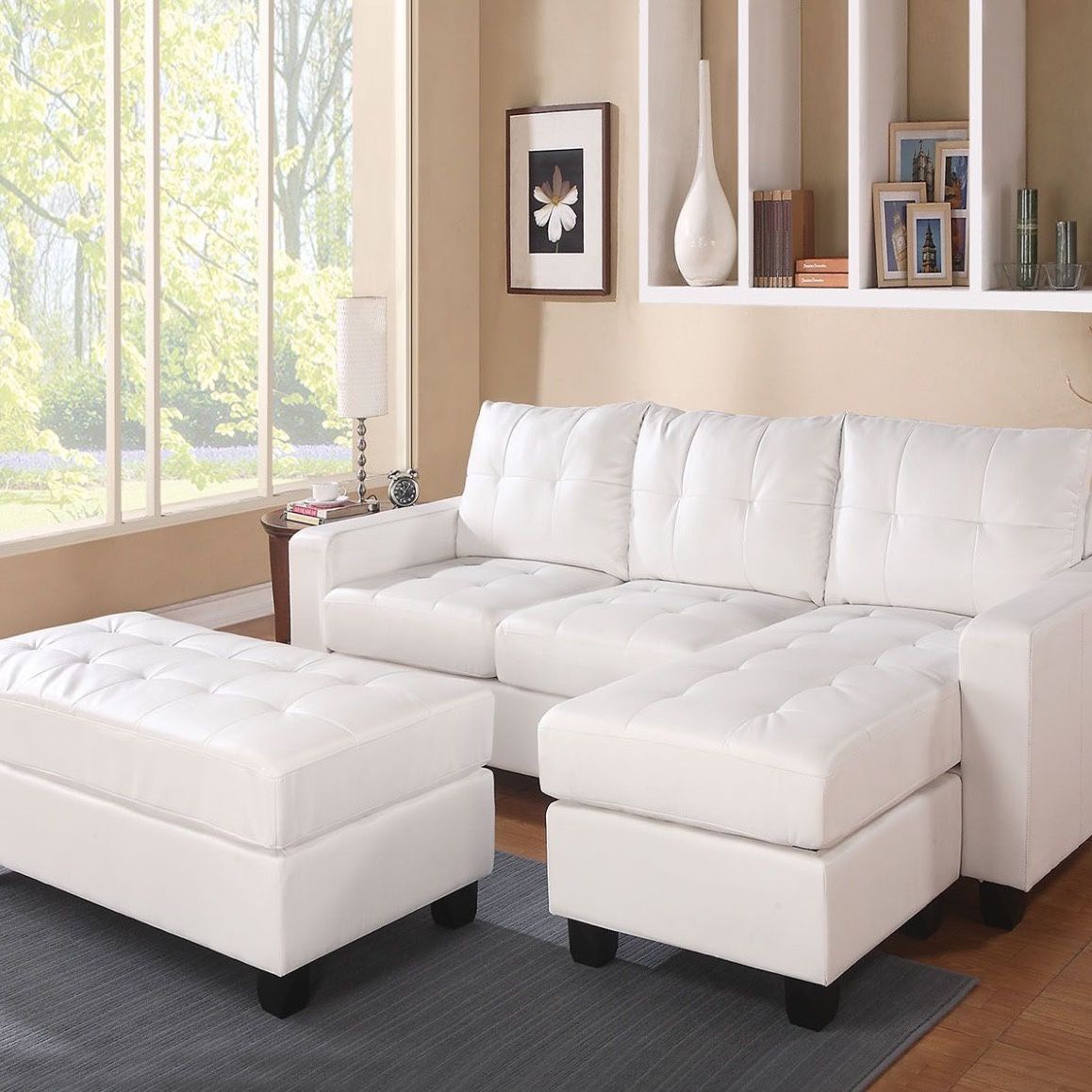 Brand New White Sectional with Ottoman