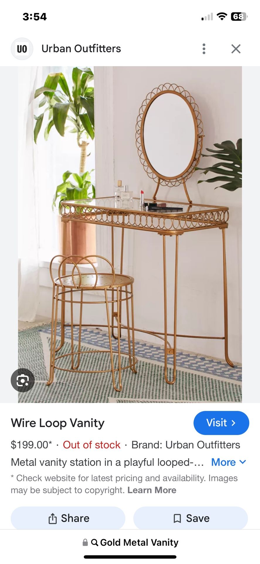 Vanity Set 3 PCs Gold