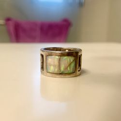 Sterling Silver & Sterling Opal Ring Size 4.75