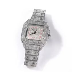 NEW Silver Bling Iced Out Hip Hop Watch Unisex Includes Gift Box