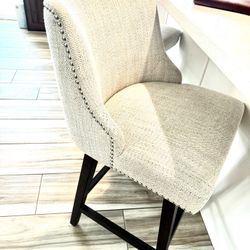 Counter Height Swivel Barstools, 26" H Seat Height Upholstered Bar Stool, Fabric in Ivory - $100 Each