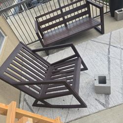 Rocking patio chair and bench