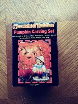 Cherished Teddies 1999 Enesco Figurine & Halloween Pumpkin Carving Set 466220