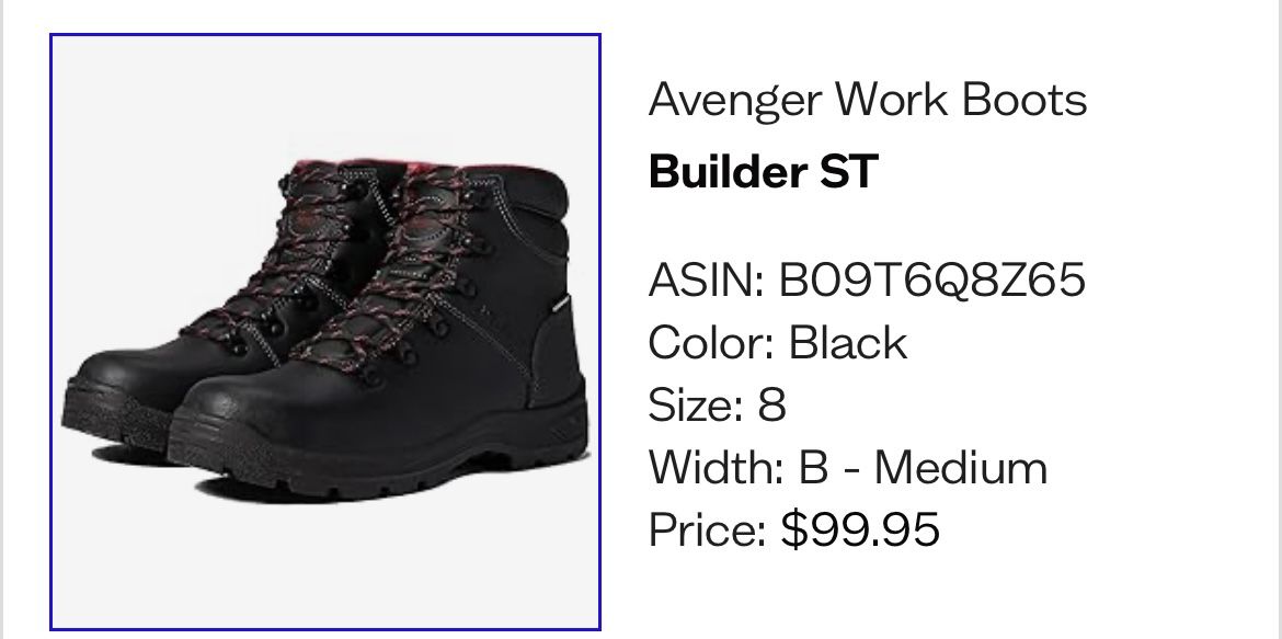 Avenger Woman’s Steel Toe Boots