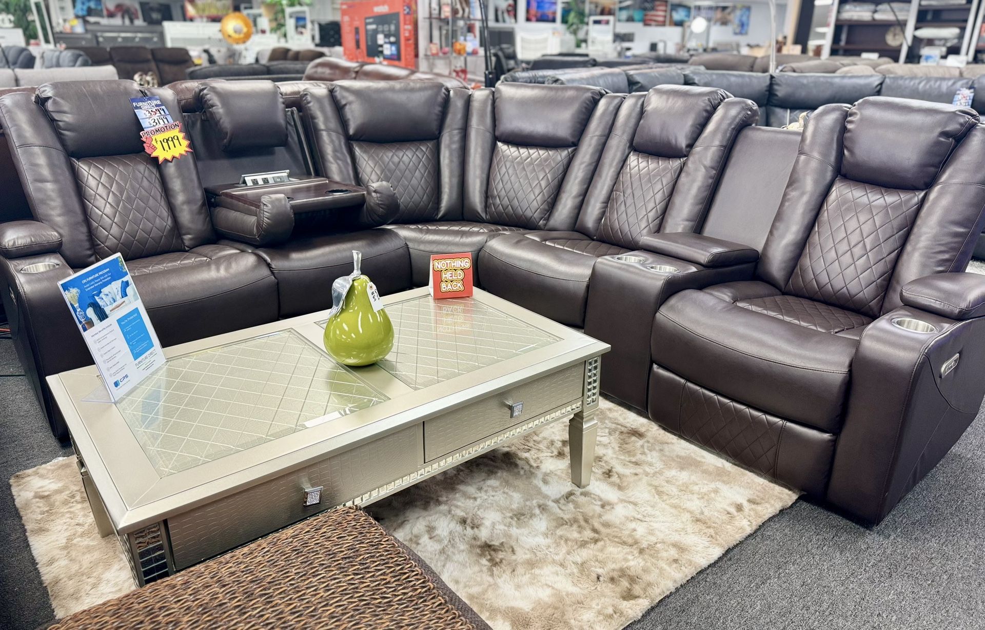 Beautiful Brown Power Reclining Sofa Sectional On Sale Only $1799 (Huge Saving)