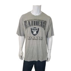 Vintage 2001 NFL CSA Oakland Raiders Graphic Football Gray T Shirt Men's Size XL

