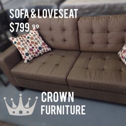 Brown Sofa & Loveseat 