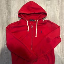 Red Polo Hoodie Zipper 