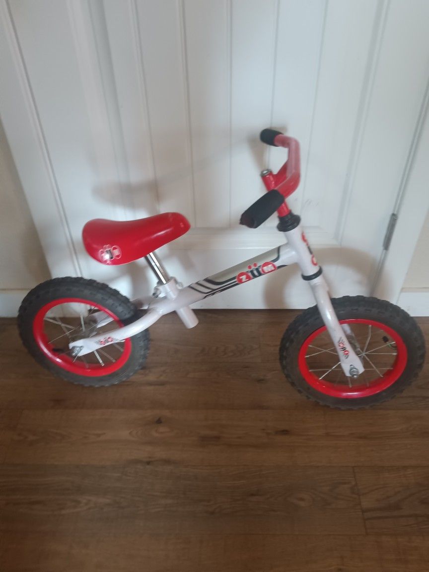 Red and white Zinc balance bike , bicycle for kids,childs,childrens,