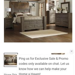 Nice Ashley Queen Size Set Head Board Foot Board Dresser Mirror Night Stand Dresser Has  A little Paint Missing From Tape . $50 Delivery $20 Set Up.