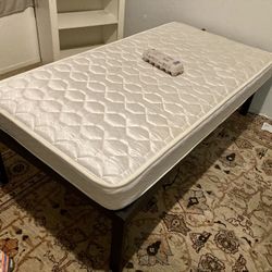 Twin Wood Bed Frame and Mattress